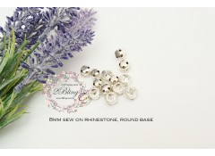 Sew On Rhinestones - Clear Crystal - 8mm - Laceclaws (Pack of 25)